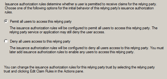 Relying Party permissions